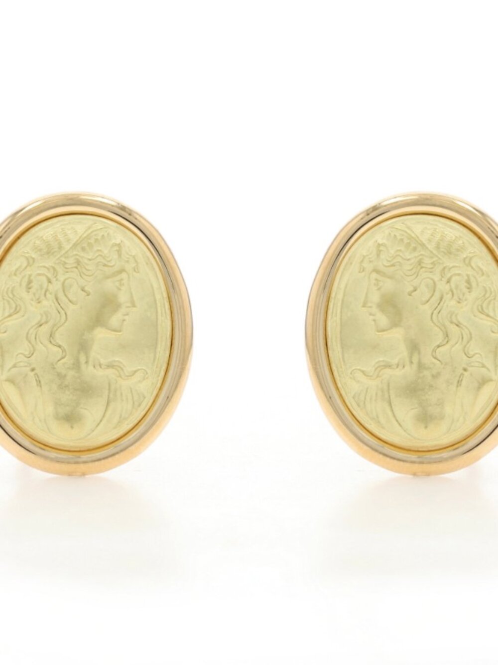 Yellow Gold Ancient Silhouette Large Stud Earrings - 18k Grecian Roman Pierced